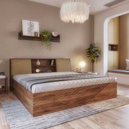 Wakefit Bed | Queen (78 X 60) Engineered Wood Bed Without Storage, 1 Year Warranty | - Cosma - Columbian Walnut
