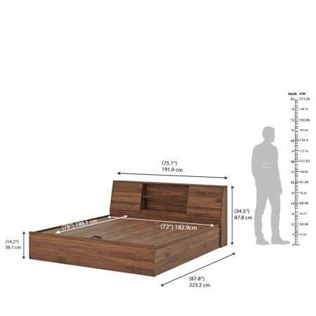 Wakefit Bed | Queen (78 X 60) Engineered Wood Bed Without Storage, 1 Year Warranty | - Cosma - Columbian Walnut