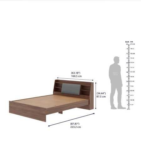 Wakefit Bed | Queen (78 X 60) Engineered Wood Bed Without Storage, 1 Year Warranty | - Cosma - Columbian Walnut