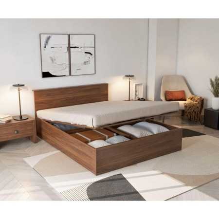 Wakefit Bed | Queen (78 X 60) Engineered Wood Bed Without Storage, 1 Year Warranty | - Cosma - Columbian Walnut