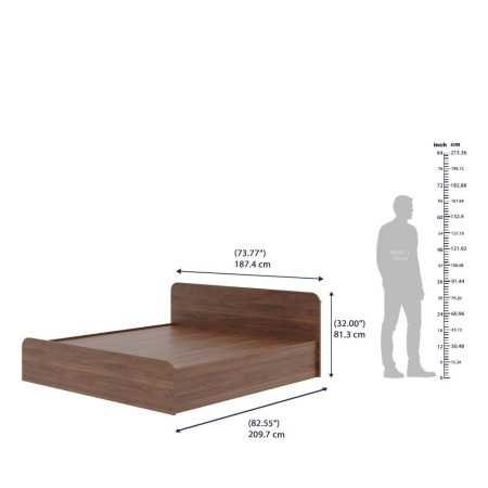 Wakefit Bed | Queen (78 X 60) Engineered Wood Bed Without Storage, 1 Year Warranty | - Cosma - Columbian Walnut