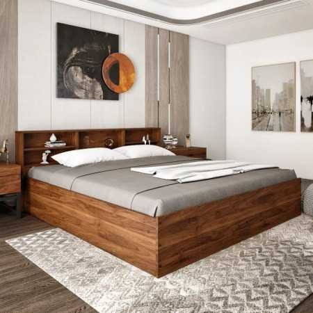 Wakefit Bed | Queen (78 X 60) Engineered Wood Bed Without Storage, 1 Year Warranty | - Cosma - Columbian Walnut