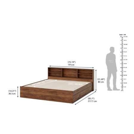 Wakefit Bed | Queen (78 X 60) Engineered Wood Bed Without Storage, 1 Year Warranty | - Cosma - Columbian Walnut