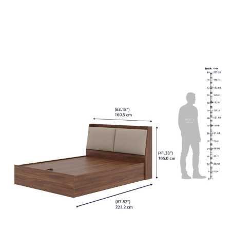 Wakefit Bed | Queen (78 X 60) Engineered Wood Bed Without Storage, 1 Year Warranty | - Cosma - Columbian Walnut