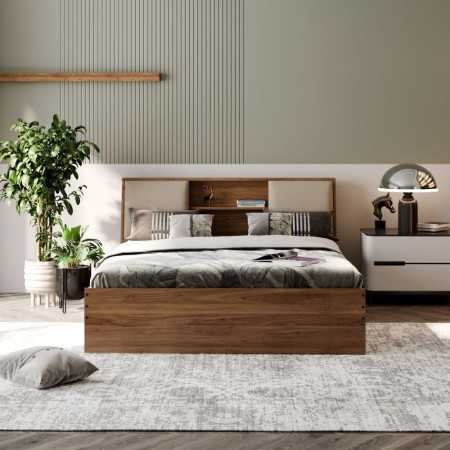 Wakefit Bed | Queen (78 X 60) Engineered Wood Bed Without Storage, 1 Year Warranty | - Cosma - Columbian Walnut