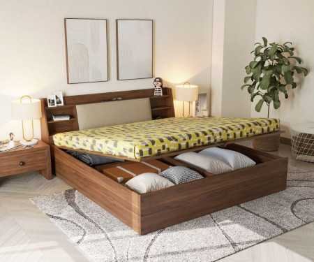 Wakefit Bed | Queen (78 X 60) Engineered Wood Bed Without Storage, 1 Year Warranty | - Cosma - Columbian Walnut