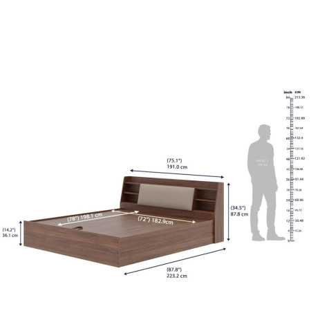 Wakefit Bed | Queen (78 X 60) Engineered Wood Bed Without Storage, 1 Year Warranty | - Cosma - Columbian Walnut