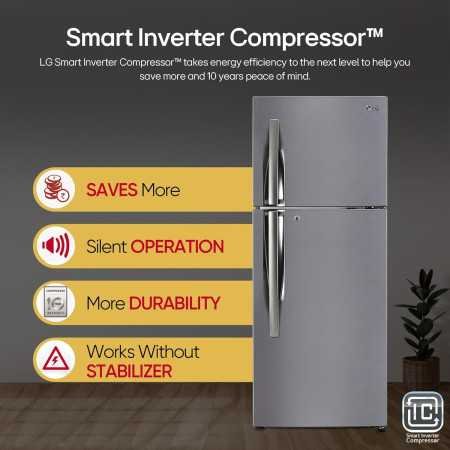 LG 242 L 3 Star Smart Inverter Frost-Free Double Door Refrigerator (GL-I292RPZX, Shiny Steel, Door Cooling+)