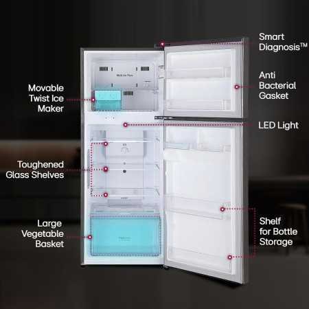 LG 242 L 3 Star Smart Inverter Frost-Free Double Door Refrigerator (GL-I292RPZX, Shiny Steel, Door Cooling+)