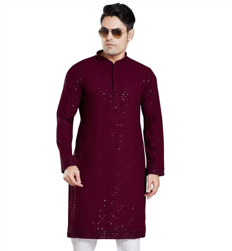 DIVISIVE Men's Sequince Embroidered Cotton Blend Only Slim Fit Kurta DIVISIVE Men's Sequince Embroidered Cotton Blend Only Slim Fit Kurta