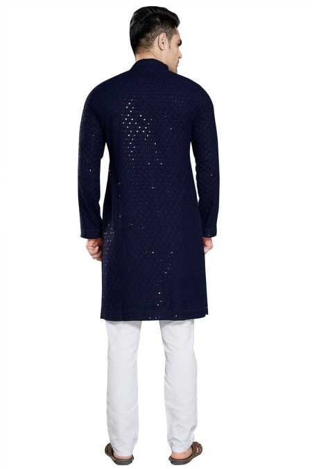 DIVISIVE Men's Sequince Embroidered Cotton Blend Only Slim Fit Kurta