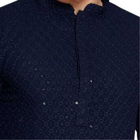 DIVISIVE Men's Sequince Embroidered Cotton Blend Only Slim Fit Kurta