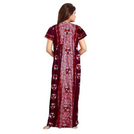KBNBJ Nighty for Women Cotton Printed Maxi Gown Ankle Length Nighty Night Dress Gown for Women Maxi - (Pack of 2)