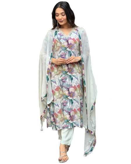 GoSriKi Women's Kurta with Pant & Dupatta