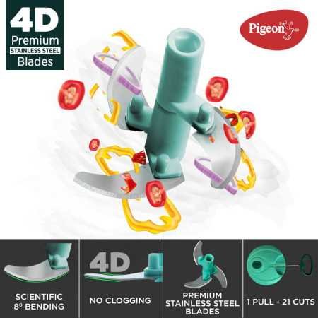 Pigeon Polypropylene Mini Handy and Compact Chopper with 3 Blades for Effortlessly Chopping Vegetables and Fruits for Your