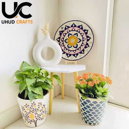 UHUD CRAFTS Beautiful Antique Wooden Fold-able Side Table/End Table/Plant Stand/Stool Living Room Kids Play Furniture Table