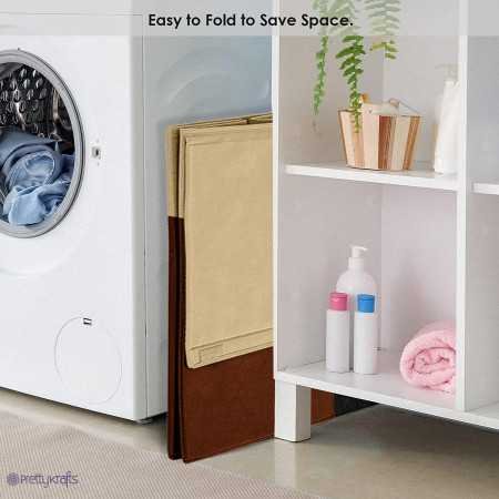 PrettyKrafts 75 L Non Woven Rectangular Foldable Large Laundry Bag/Basket With Lid & Handle, Freestanding Clothes Storage