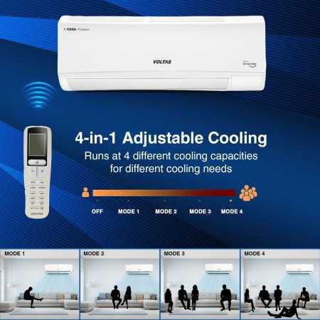 Voltas 1.5 Ton 3 Star Inverter Split AC (Copper, 4-in-1 Adjustable Mode, Anti-dust Filter, 2023 Model, 183V Vectra Prism, White)
