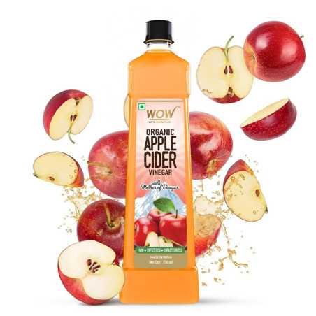 WOW Life Science Apple Cider Vinegar 750ml | Organic Himalayan Apples | Mother of Vinegar with Probiotics | Unfiltered &