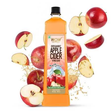WOW Life Science Apple Cider Vinegar 750ml | Organic Himalayan Apples | Mother of Vinegar with Probiotics | Unfiltered &