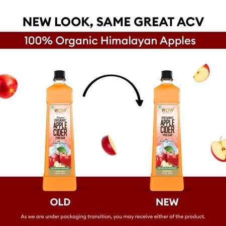 WOW Life Science Apple Cider Vinegar 750ml | Organic Himalayan Apples | Mother of Vinegar with Probiotics | Unfiltered &