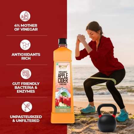 WOW Life Science Apple Cider Vinegar 750ml | Organic Himalayan Apples | Mother of Vinegar with Probiotics | Unfiltered &