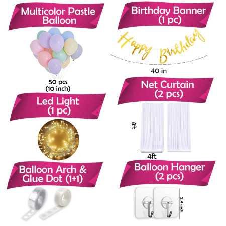 Party Propz Birthday Decoration Items for Girls - 60 Pcs Balloons for Birthday Decorations | Birthday Decorations for Kids |