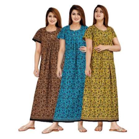 Maya print Women's Pure Cotton Regular Nighty Rajasthani Nighty Rajasthani Gown Jaipuri Nighty Jaipuri Gown Maxi Gown (Pack of 2 Maya print Women's Pure Cotton Regular Nighty Rajasthani Nighty Rajasthani Gown Jaipuri Nighty Jaipuri Gown Maxi Gown (Pack of 2