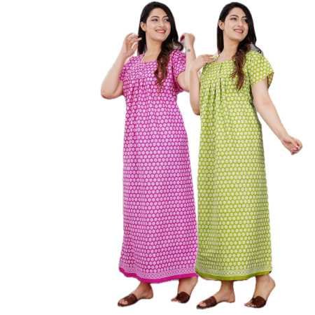 Maya print Women's Pure Cotton Regular Nighty Rajasthani Nighty Rajasthani Gown Jaipuri Nighty Jaipuri Gown Maxi Gown (Pack of 2 Maya print Women's Pure Cotton Regular Nighty Rajasthani Nighty Rajasthani Gown Jaipuri Nighty Jaipuri Gown Maxi Gown (Pack of 2