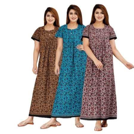 Maya print Women's Pure Cotton Regular Nighty Rajasthani Nighty Rajasthani Gown Jaipuri Nighty Jaipuri Gown Maxi Gown (Pack of 2 Maya print Women's Pure Cotton Regular Nighty Rajasthani Nighty Rajasthani Gown Jaipuri Nighty Jaipuri Gown Maxi Gown (Pack of 2