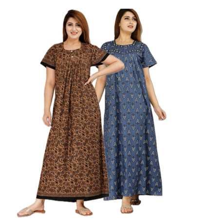 Maya print Women's Pure Cotton Regular Nighty Rajasthani Nighty Rajasthani Gown Jaipuri Nighty Jaipuri Gown Maxi Gown (Pack of 2 Maya print Women's Pure Cotton Regular Nighty Rajasthani Nighty Rajasthani Gown Jaipuri Nighty Jaipuri Gown Maxi Gown (Pack of 2