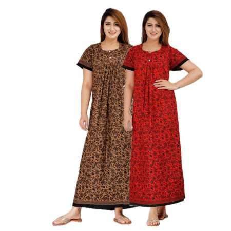 Maya print Women's Pure Cotton Regular Nighty Rajasthani Nighty Rajasthani Gown Jaipuri Nighty Jaipuri Gown Maxi Gown (Pack of 2 Maya print Women's Pure Cotton Regular Nighty Rajasthani Nighty Rajasthani Gown Jaipuri Nighty Jaipuri Gown Maxi Gown (Pack of 2
