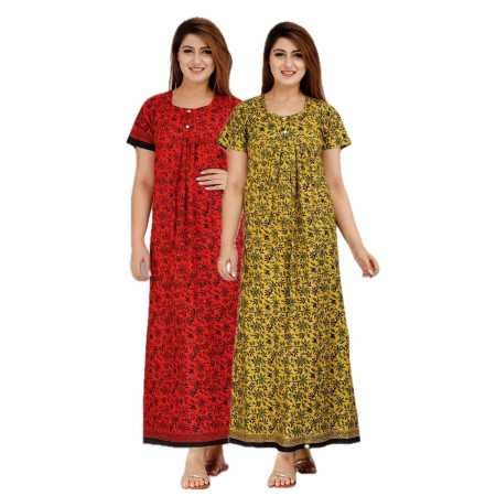 Maya print Women's Pure Cotton Regular Nighty Rajasthani Nighty Rajasthani Gown Jaipuri Nighty Jaipuri Gown Maxi Gown (Pack of 2 Maya print Women's Pure Cotton Regular Nighty Rajasthani Nighty Rajasthani Gown Jaipuri Nighty Jaipuri Gown Maxi Gown (Pack of 2