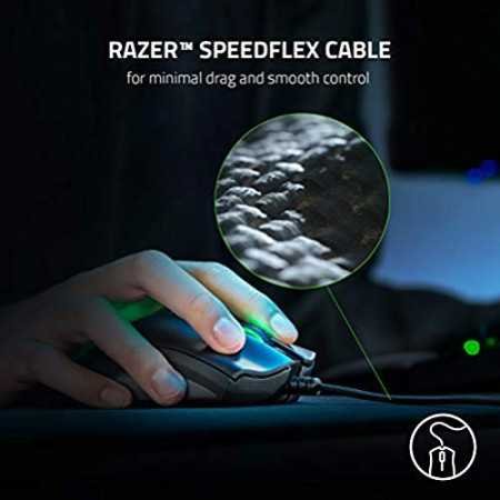 Razer DeathAdder Essential Wired Gaming Mouse I Single-Color Green Lighting I 6400DPI Optical Sensor- Black - RZ01-03850100-R3M1