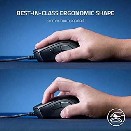 Razer DeathAdder Essential Wired Gaming Mouse I Single-Color Green Lighting I 6400DPI Optical Sensor- Black - RZ01-03850100-R3M1