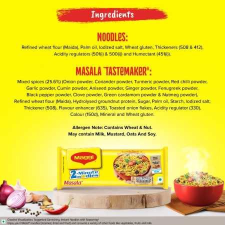 MAGGI 2-Minute Instant Noodles, Masala Noodles With Goodness Of Iron, Made With Choicest Quality Spices, Favourite Masala Taste,
