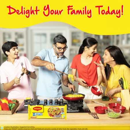 MAGGI 2-Minute Instant Noodles, Masala Noodles With Goodness Of Iron, Made With Choicest Quality Spices, Favourite Masala Taste,