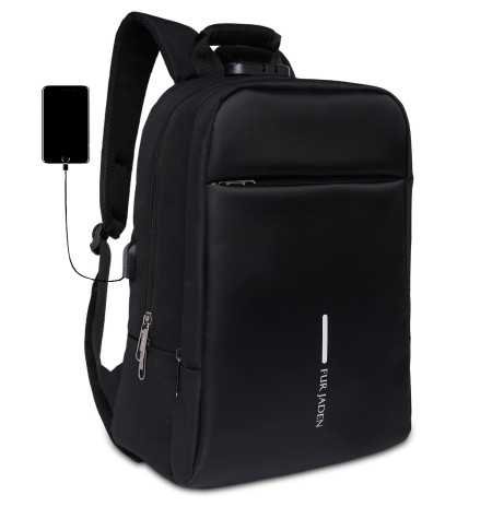 FUR JADEN Anti Theft Number Lock Backpack Bag with 15.6 Inch Laptop Compartment, USB Charging Port & Organizer Pocket for Men