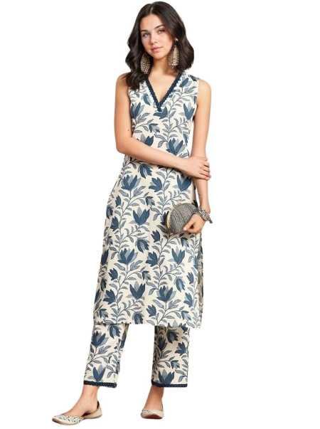 rytras Women's Cotton Printed Straight Kurta and Pant Set