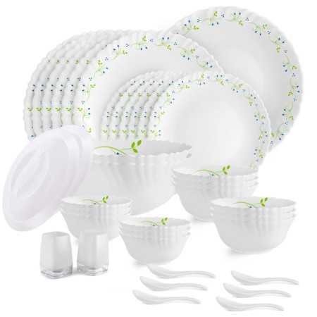 Cello Opalware Dazzle Series Tropical Lagoon Dinner Set, 18 Units | Light-Weight, Daily Use Crockery Set for Dining | White Cello Opalware Dazzle Series Tropical Lagoon Dinner Set, 18 Units | Light-Weight, Daily Use Crockery Set for Dining | White