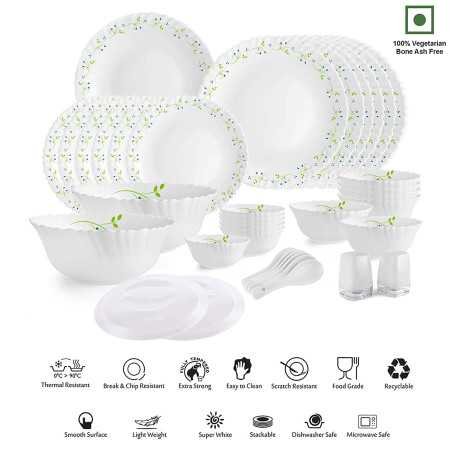 Cello Opalware Dazzle Series Tropical Lagoon Dinner Set, 18 Units | Light-Weight, Daily Use Crockery Set for Dining | White Cello Opalware Dazzle Series Tropical Lagoon Dinner Set, 18 Units | Light-Weight, Daily Use Crockery Set for Dining | White