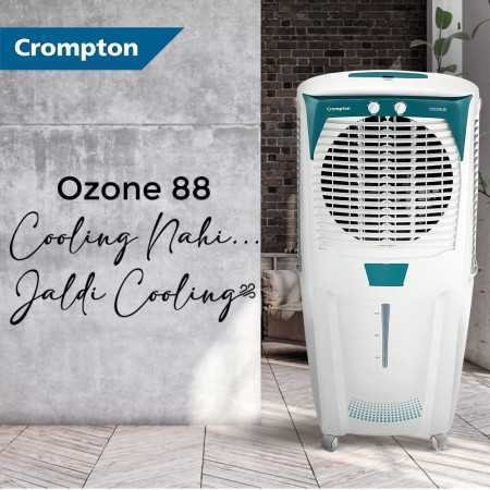 Crompton Ozone Desert Air Cooler- 75L with Everlast Pump, Auto Fill, 4-Way Air Deflection and High Density Honeycomb Pads White Crompton Ozone Desert Air Cooler- 75L with Everlast Pump, Auto Fill, 4-Way Air Deflection and High Density Honeycomb Pads White