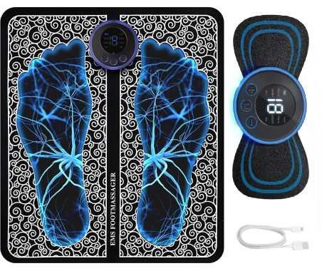 YOGIMOONI Foot Massager-Yogimooni Wireless Ems Massage Machine,Rechargeable,Portable,&Foldable Design. 8 Modes,19 Intensity