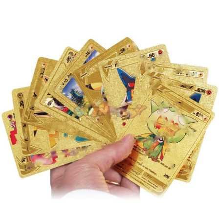 SHINETOY Playing Cards 55 PCS Golden Foil Card Assorted Cards TCG Deck Box - V Series Cards Vmax GX Rare Golden Cards and