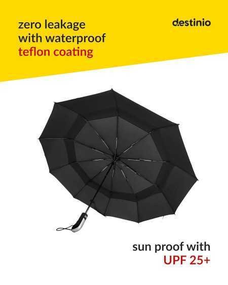 Destinio Umbrella for Men - Automatic Large Size Foldable Umbrella with Travel Cover for Man and women - 3 fold Windproof