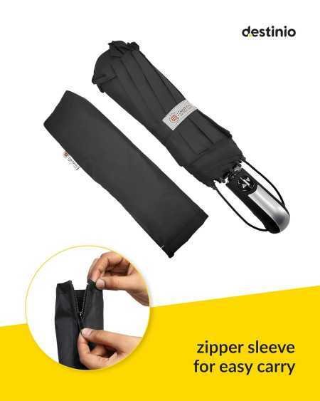 Destinio Umbrella for Men - Automatic Large Size Foldable Umbrella with Travel Cover for Man and women - 3 fold Windproof