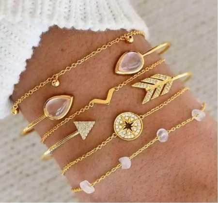 Shining Diva Fashion Latest Stylish Multilayer Gold Plated Bangle Bracelet for Women and Girls (rr14669b) Set of 6 Shining Diva Fashion Latest Stylish Multilayer Gold Plated Bangle Bracelet for Women and Girls (rr14669b) Set of 6