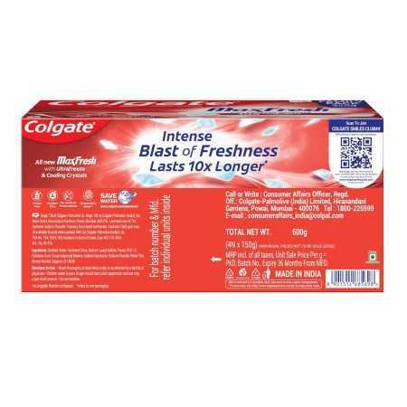 Colgate MaxFresh Toothpaste, Red Gel Tooth Paste with Menthol for Super Fresh Breath, 300g, 150g X 2 (Spicy Fresh) (Combo Pack Colgate MaxFresh Toothpaste, Red Gel Tooth Paste with Menthol for Super Fresh Breath, 300g, 150g X 2 (Spicy Fresh) (Combo Pack