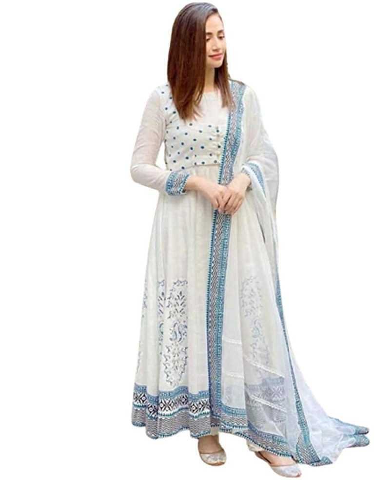UMustGet Women's Crepe Kurta with Dupatta (White)-P UMustGet Women's Crepe Kurta with Dupatta (White)-P