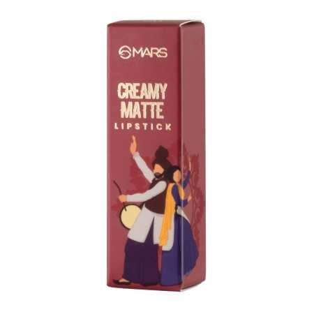 MARS Creamy Matte Long Lasting Lipstick for Women | Creamy Lipstick | Single Swipe Application | Smooth & Light Weight (3.2 gm)